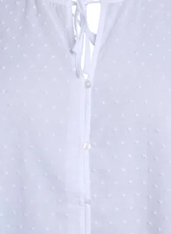 Bluse mit Bindeband und gepunkteter Textur