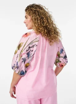 Bluse mit Bindedetail und geblümten Ärmeln