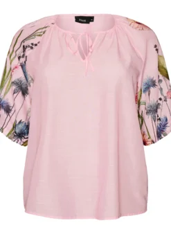 Bluse mit Bindedetail und geblümten Ärmeln
