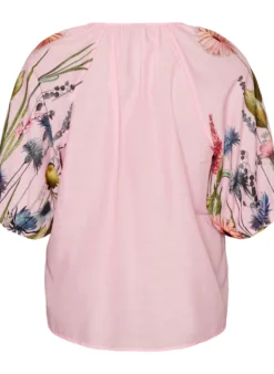 Bluse mit Bindedetail und geblümten Ärmeln