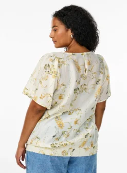 Bluse mit Blumendruck und quadratischem Ausschnitt