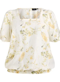 Bluse mit Blumendruck und quadratischem Ausschnitt