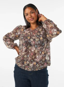 Bluse mit Blumenmuster und Ballonärmeln