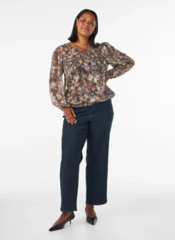 Bluse mit Blumenmuster und Ballonärmeln