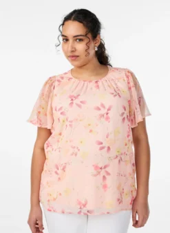 Bluse mit Blumenprint und luftigen Ärmeln