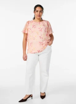 Bluse mit Blumenprint und luftigen Ärmeln