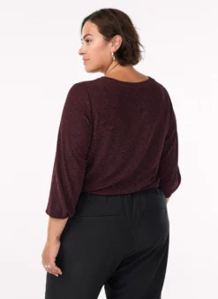 Bluse mit Fischgrätenmuster und Glitzerfaden