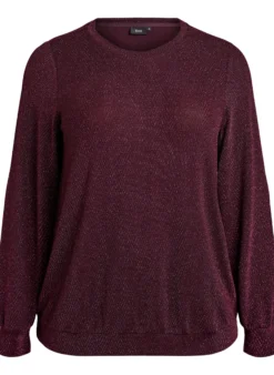 Bluse mit Fischgrätenmuster und Glitzerfaden