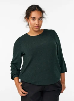 Bluse mit Fischgrätenmuster und Glitzerfaden