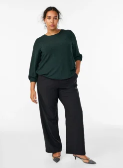 Bluse mit Fischgrätenmuster und Glitzerfaden