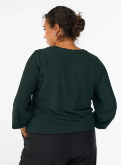Bluse mit Fischgrätenmuster und Glitzerfaden
