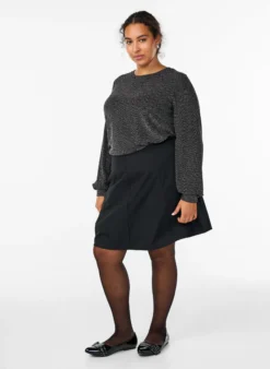 Bluse mit Fischgrätenmuster und Glitzerfaden