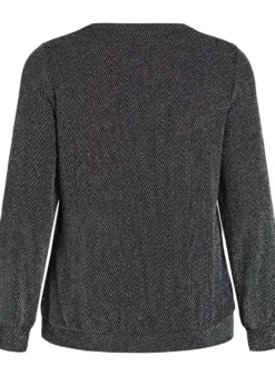 Bluse mit Fischgrätenmuster und Glitzerfaden