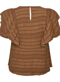 Bluse mit gesmokter Textur und Rüschenärmeln
