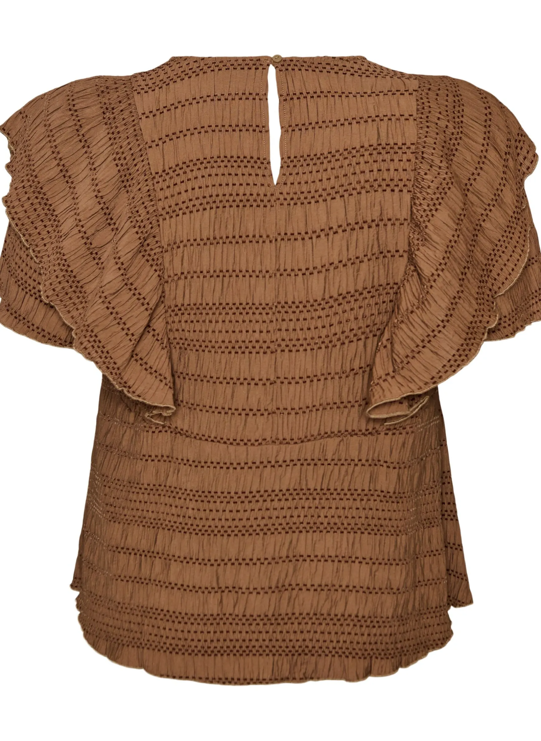 Bluse mit gesmokter Textur und Rüschenärmeln