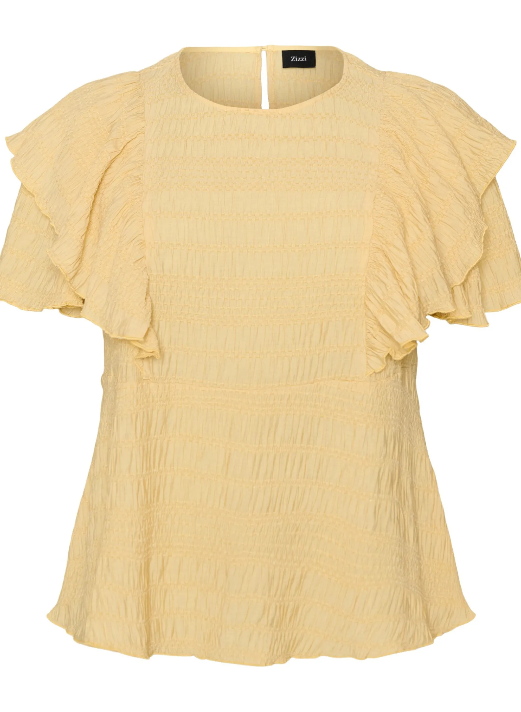 Bluse mit gesmokter Textur und Rüschenärmeln