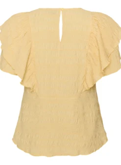 Bluse mit gesmokter Textur und Rüschenärmeln