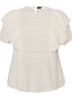 Bluse mit gesmokter Textur und Rüschenärmeln