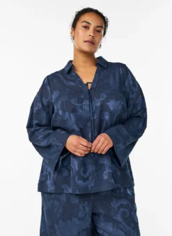Bluse mit gewebter Struktur und V-Ausschnitt