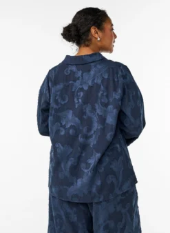 Bluse mit gewebter Struktur und V-Ausschnitt