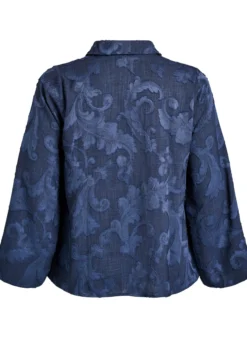 Bluse mit gewebter Struktur und V-Ausschnitt