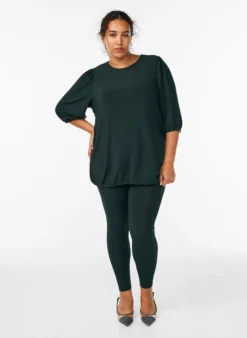Bluse mit Glitzermuster und 3/4-Ärmeln
