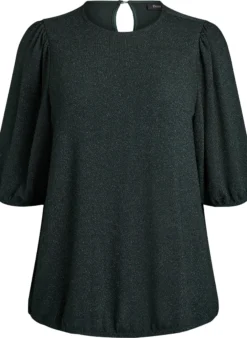 Bluse mit Glitzermuster und 3/4-Ärmeln