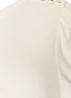 Bluse mit Knopfdetail und kurzen Puffärmeln