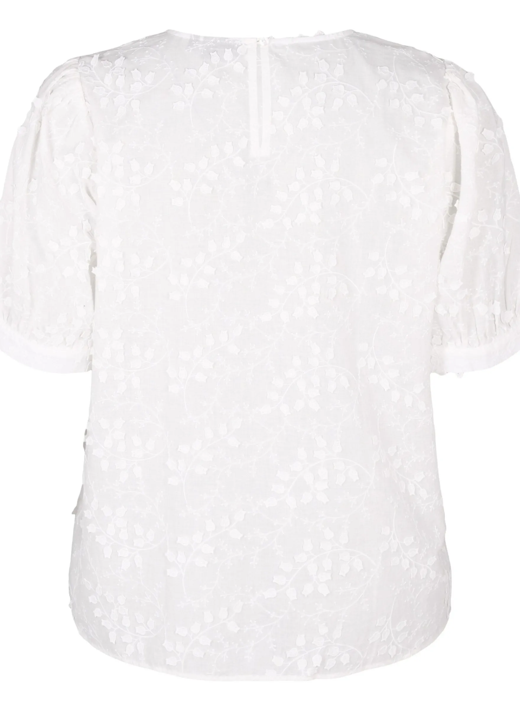 Bluse mit kurzen Ärmeln, Stickerei und Rundhalsausschnitt