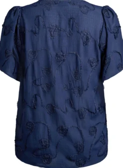 Bluse mit kurzen Ärmeln und 3D-Blütenmuster