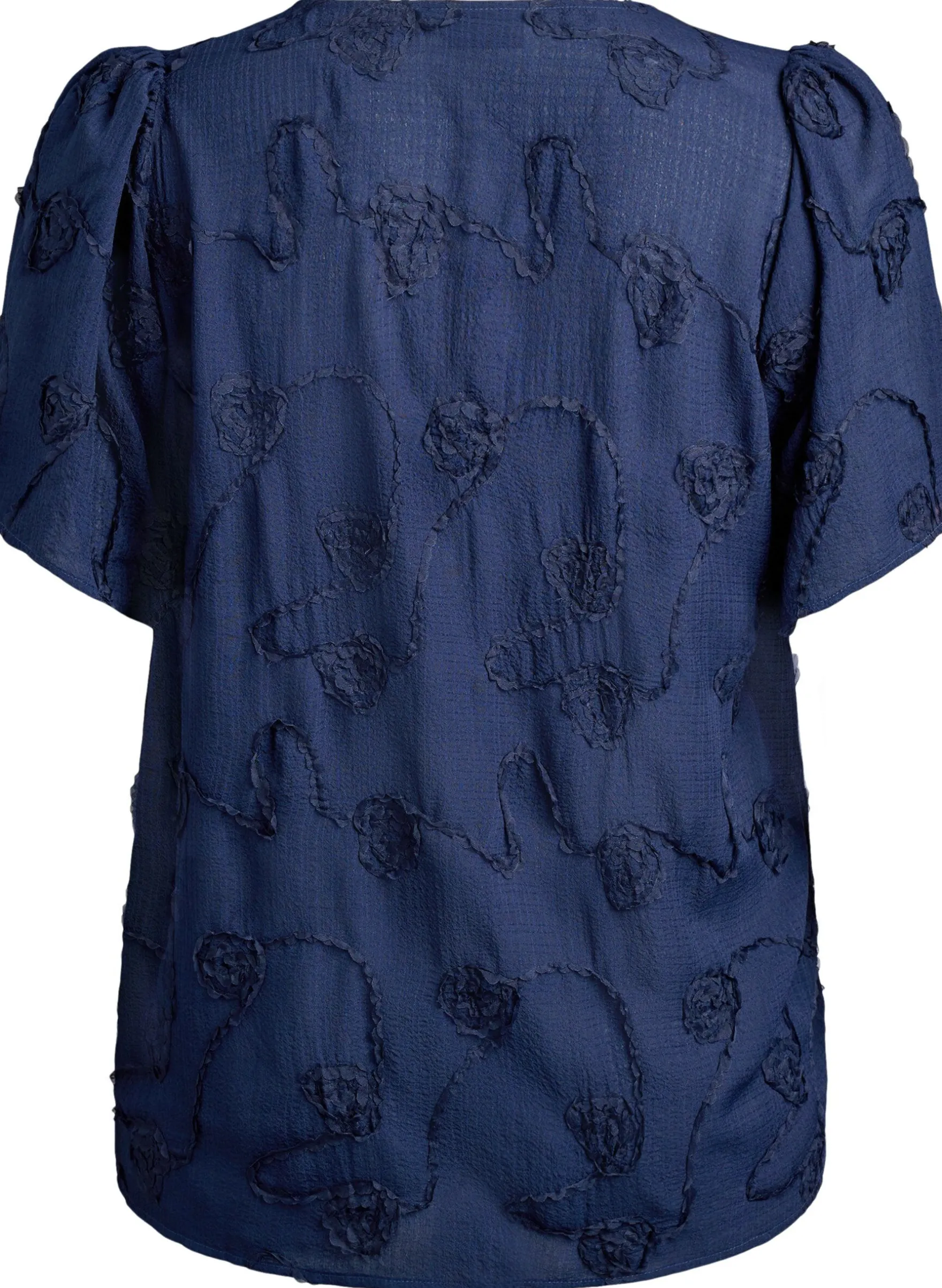Bluse mit kurzen Ärmeln und 3D-Blütenmuster