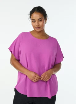 Bluse mit kurzen Ärmeln und Rundhalsausschnitt