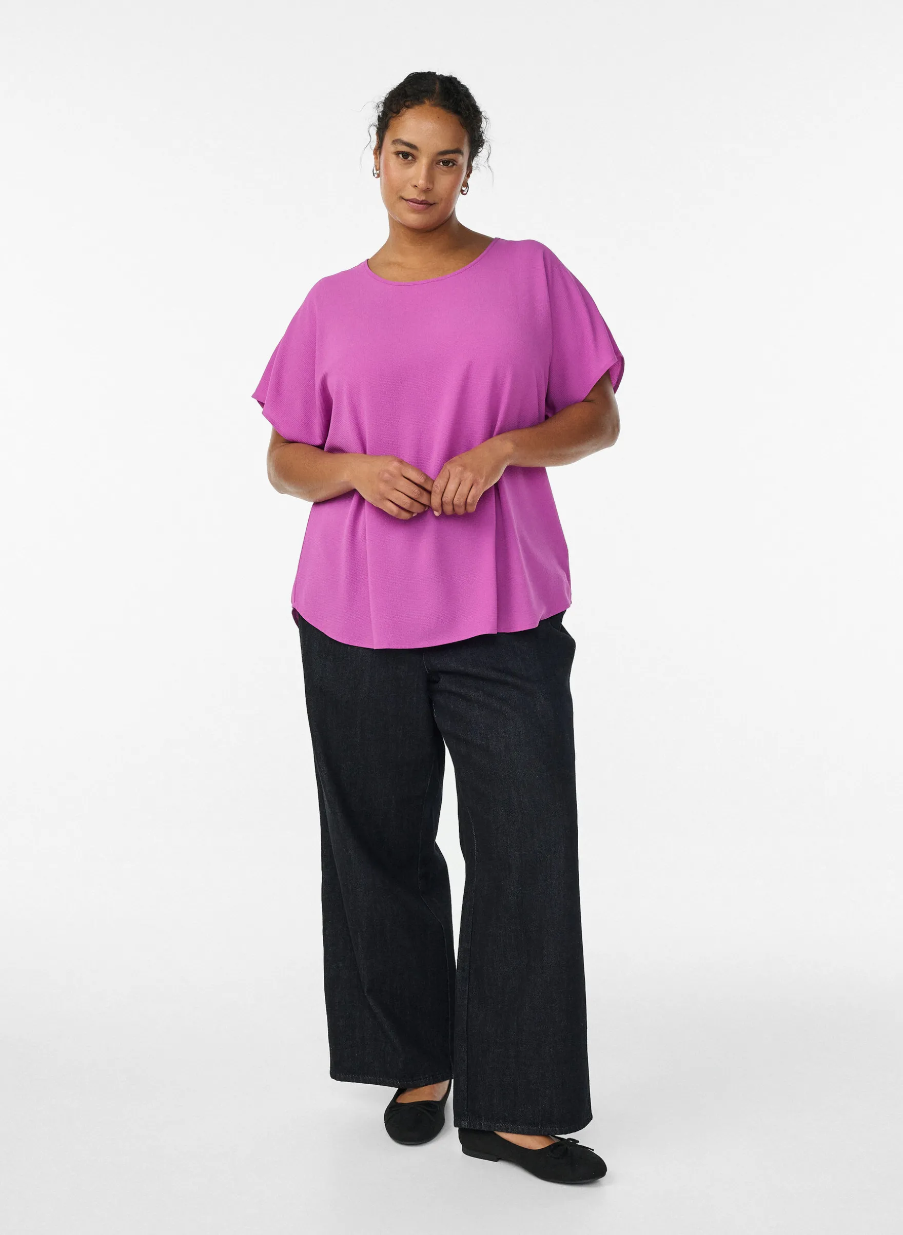 Bluse mit kurzen Ärmeln und Rundhalsausschnitt
