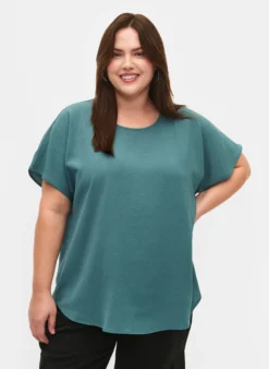 Bluse mit kurzen Ärmeln und Rundhalsausschnitt