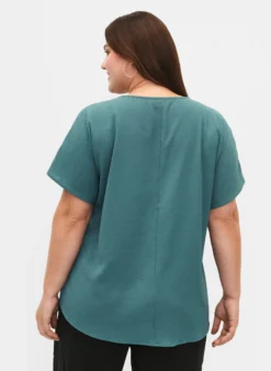 Bluse mit kurzen Ärmeln und Rundhalsausschnitt