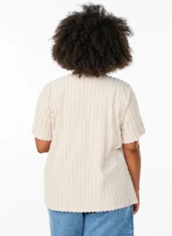 Bluse mit kurzen Ärmeln und Streifenstruktur