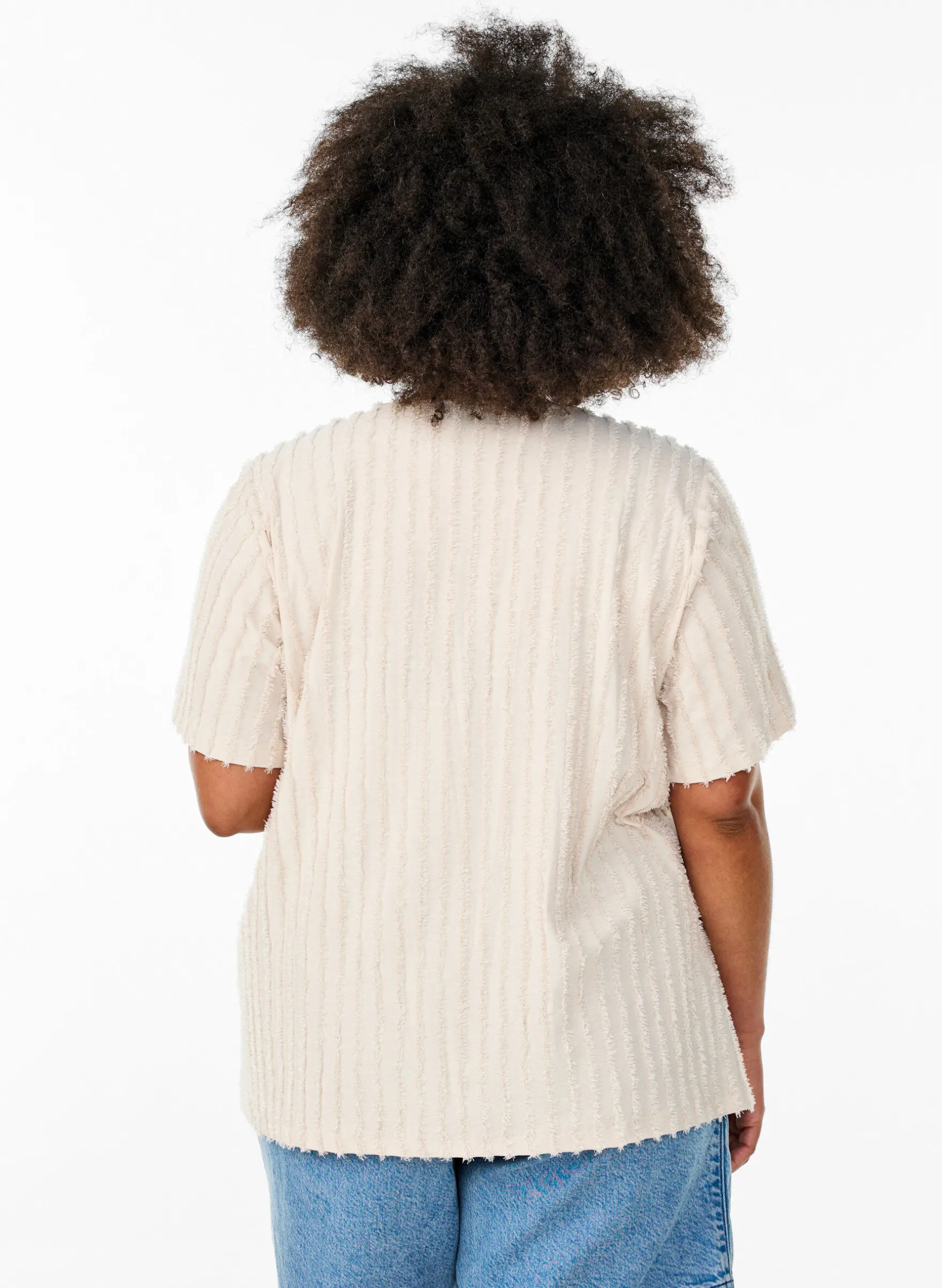 Bluse mit kurzen Ärmeln und Streifenstruktur