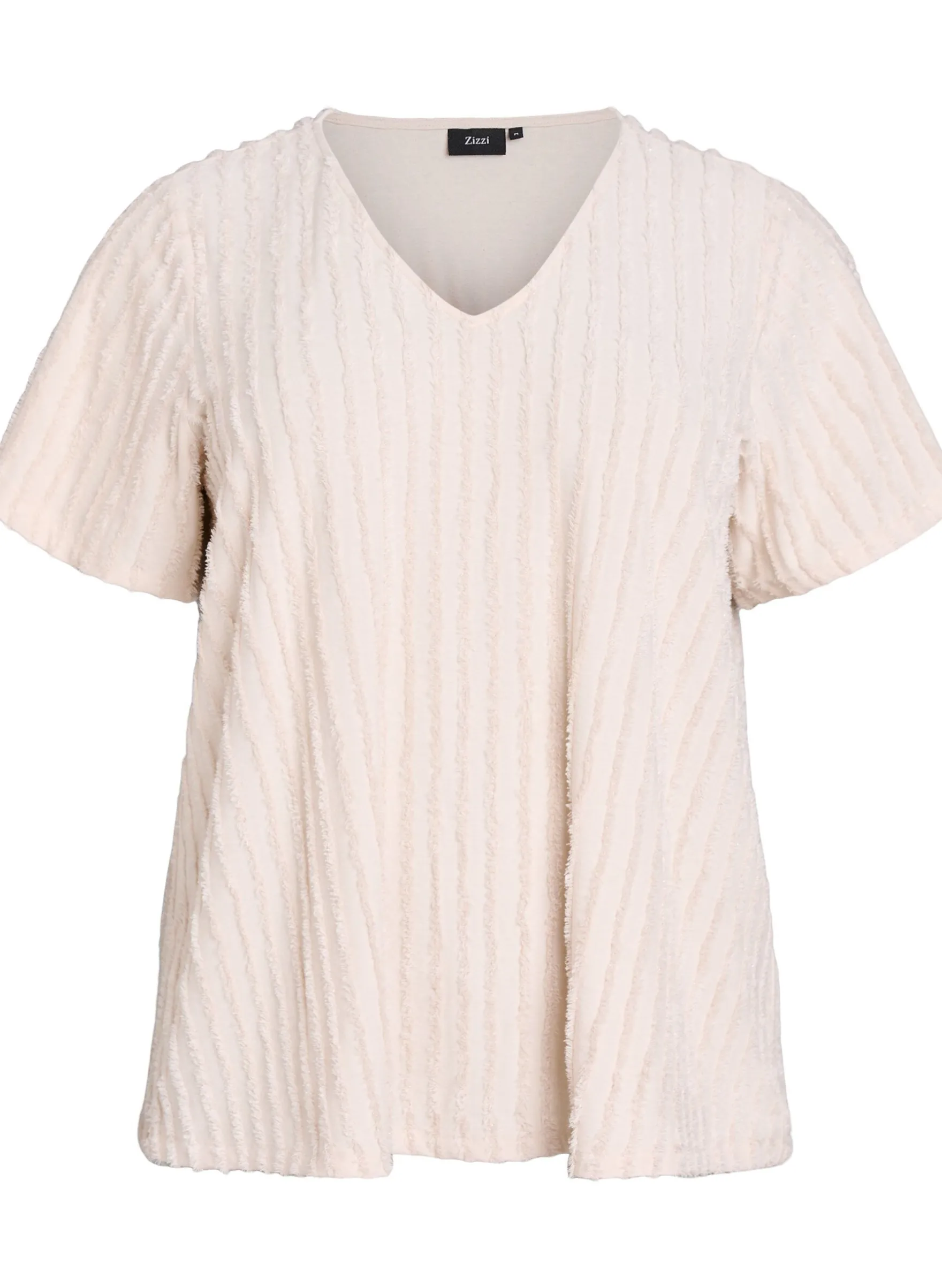 Bluse mit kurzen Ärmeln und Streifenstruktur