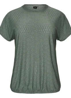 Bluse mit Lochstickerei und Ballonärmeln