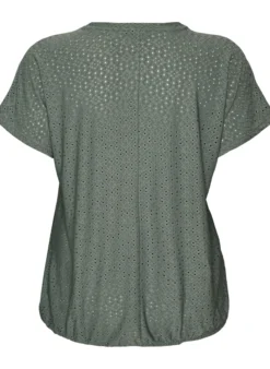 Bluse mit Lochstickerei und Ballonärmeln