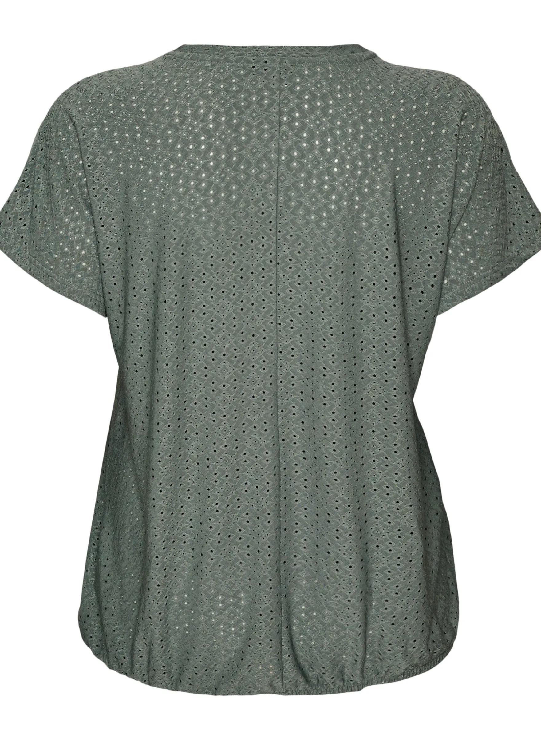 Bluse mit Lochstickerei und Ballonärmeln