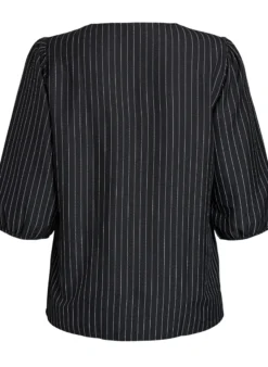Bluse mit Nadelstreifen und Bindebändern