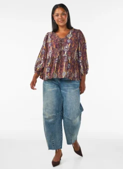 Bluse mit Paisleymuster und Spitzendetails