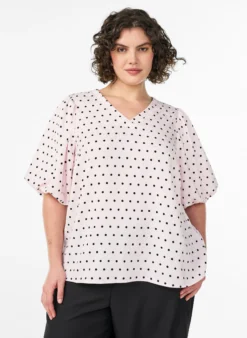 Bluse mit Polka-Dot-Muster und Ballonärmeln