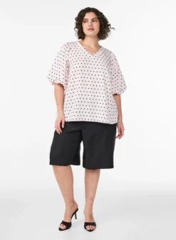 Bluse mit Polka-Dot-Muster und Ballonärmeln