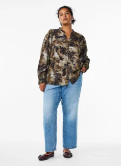 Bluse mit Print und Knöpfen