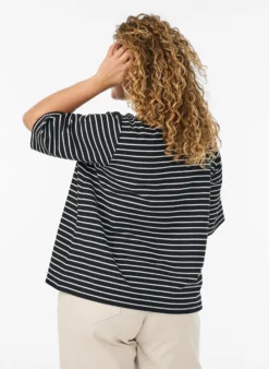 Bluse mit Rippstruktur und Knopfleiste