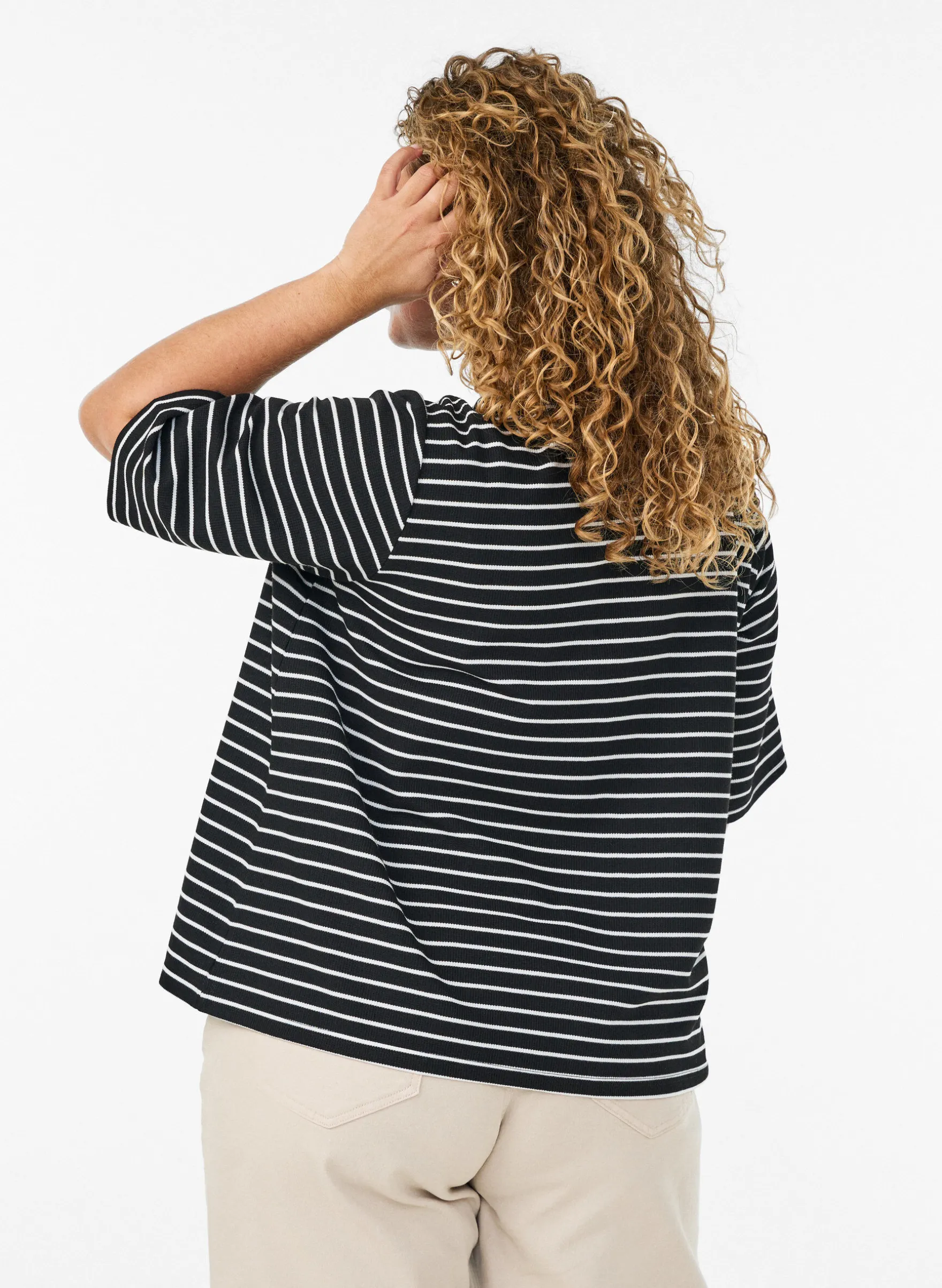 Bluse mit Rippstruktur und Knopfleiste