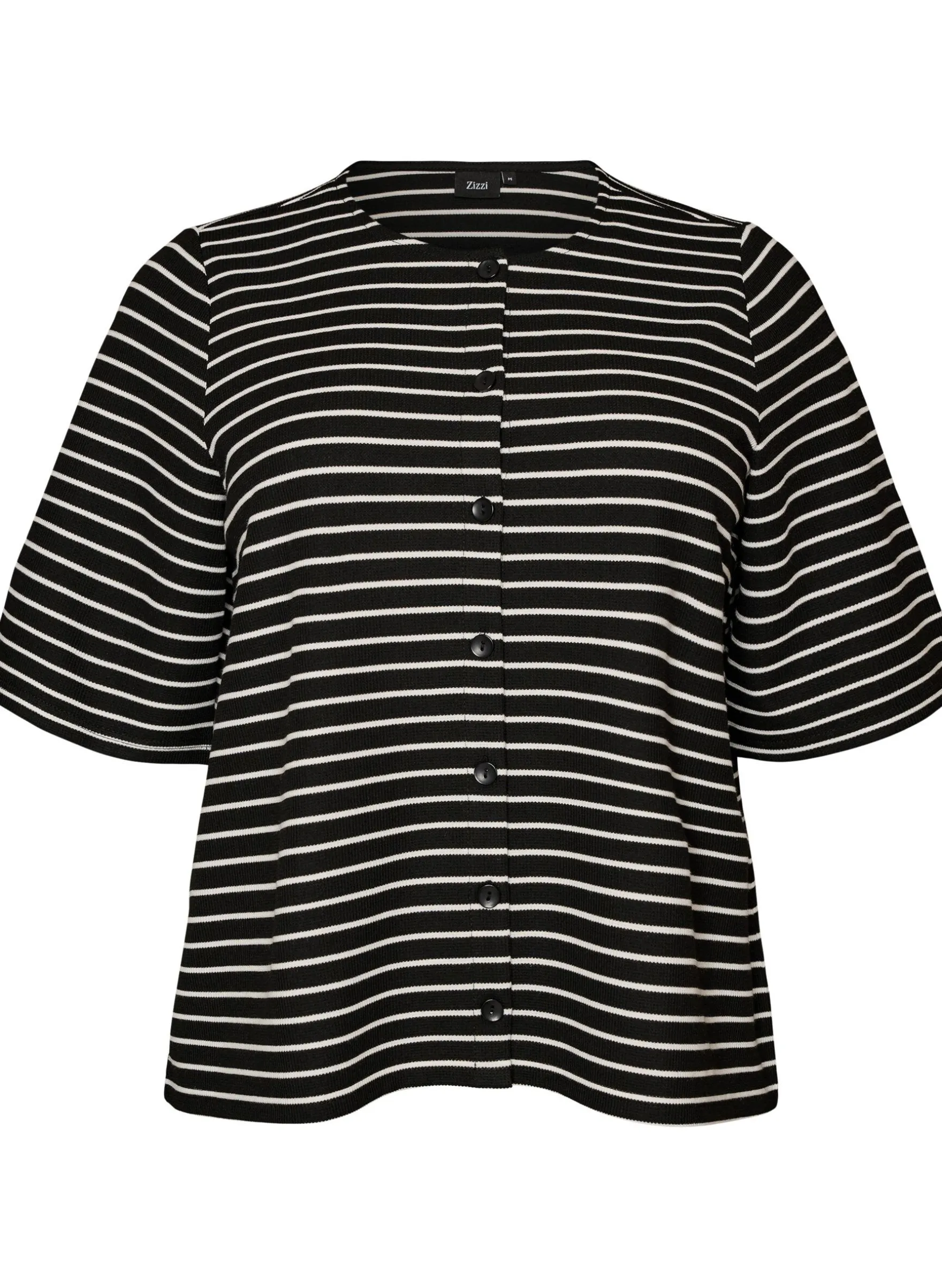 Bluse mit Rippstruktur und Knopfleiste