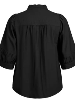 Bluse mit 3/4-Ärmeln und dekorativen Falten
